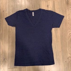 AMERICAN APPAREL V-NECK TRI- BLEND BLUE